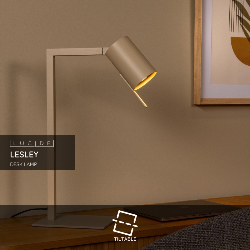 Lucide LESLEY - Stolná lampa - 1xGU10 - Taupe